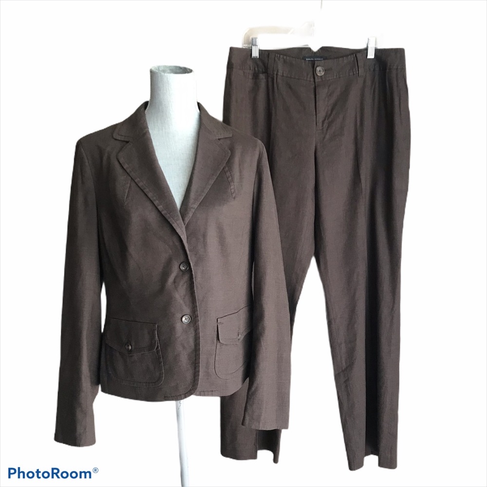 Banana Republic Brown Stretch Linen Pants Suit 12
